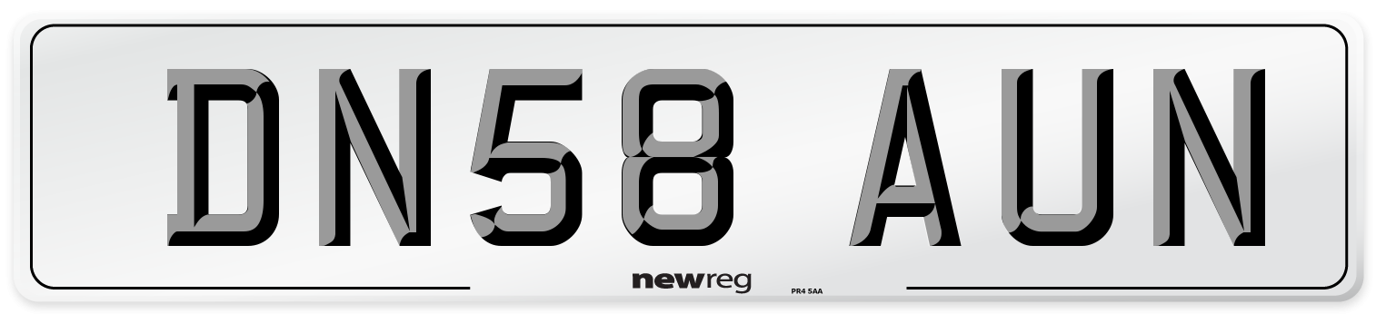 DN58 AUN Number Plate from New Reg